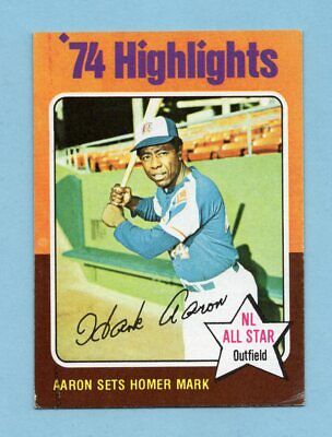 1975 Topps #1 Hank Aaron '74 Highlights Atlanta Braves Baseball Card EX- EX+  