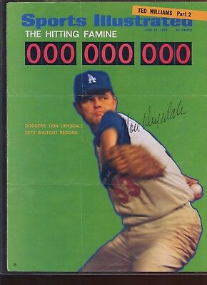 1968 Sports Illustrated (Cover Only) Don Drysdale Autographed w/ B&E Hologram