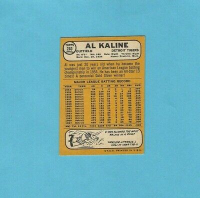 1968 Topps #240 Al Kaline Detroit Tigers Baseball Card Ex app. (diamond shape)