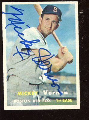 1957 Topps Baseball Card #92 Mickey Vernon Autographed EX+