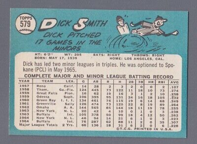 1965 Topps #579 Dick Smith Los Angeles Dodgers Baseball Card NM