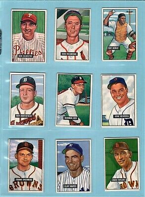 1951 Bowman Starter Set Lot of 9 Diff High Number Baseball Cards EX - EX+ isu 