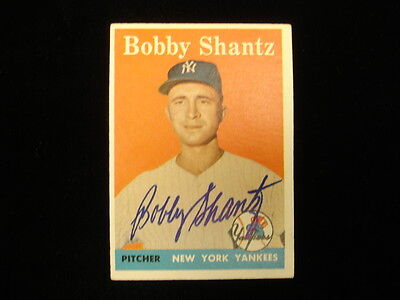 1958 Topps Baseball Card – Bobby Shantz NY Yankees – Autographed