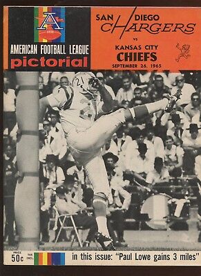 September 26 1965 AFL Program Kansas City Chiefs at San Diego Chargers EXMT