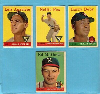 1958 Topps Lot of 4 Different Hall of Famer Baseball Cards VG - Vg/Ex