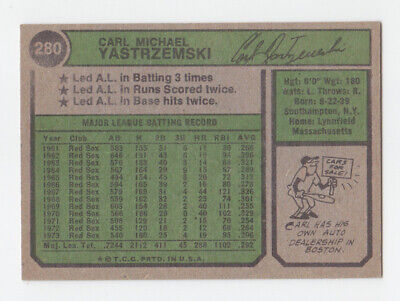 1974 Topps #280 Carl Yastrzemski Boston Red Sox Baseball Card Ex/Mt