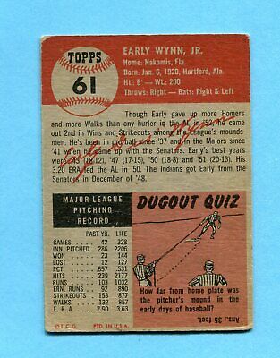 1953 Topps #61 Early Wynn Cleveland Indians Baseball Card Vg/Ex