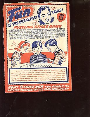 1930's Wheaties Fun at the Breakfat Table Card Lot 14 Different