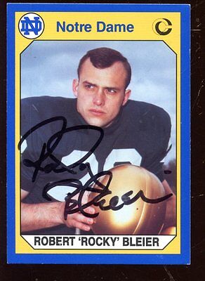 1990 Collegiate Collection Card Rocky Bleier Notre Dame Autographed Hologram