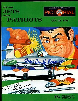 10-26 1969 AFL Program New York Jets at Boston Patriots Ryan Autograph EXMT