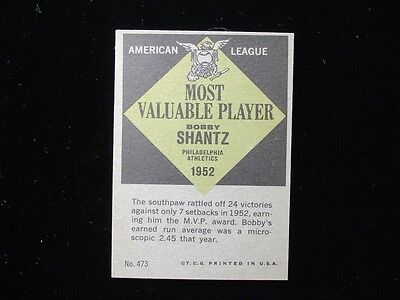 Bobby Shantz Autographed 1952 MVP Baseball Card