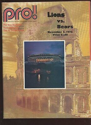 November 5 1972 NFL Football Program Detroit Lions vs Chicago Bears EX+