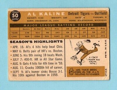 1960 Topps #50 Al Kaline Detroit Tigers Baseball Card VG    