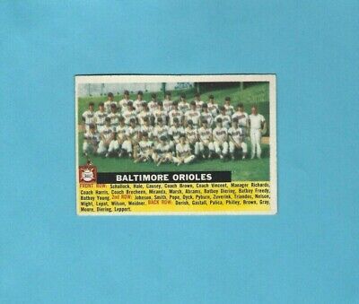 1956 Topps #100 Baltimore Orioles Team Baseball Card EX+