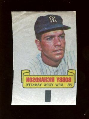 1966 Topps Rub Off Baseball Card Insert Bobby Richardson New York Yankees