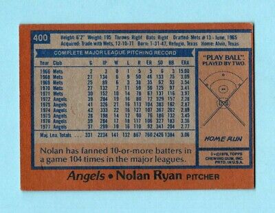 1978 Topps #400 Nolan Ryan California Angels Baseball Card EX 