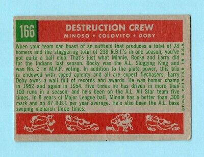 1959 Topps #166 Minoso, Colavito, Doby Cleve Indians Baseball Card EX