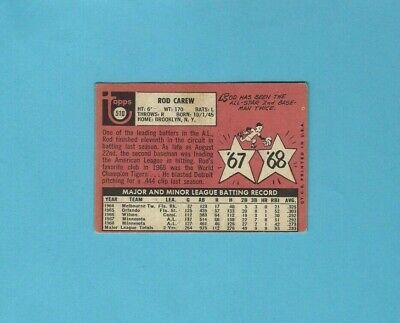 1969 Topps #510 Rod Carew Minnesota Twins Baseball Card Low Grade 