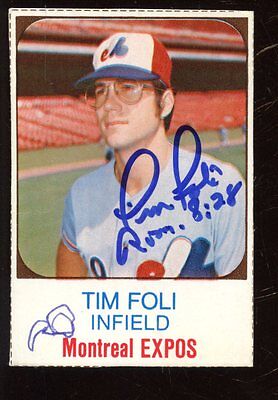 1975 Hostess Baseball Card #9 Tim Foli Autographed EXMT+