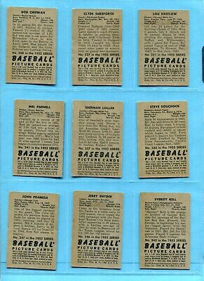 1952 Bowman Starter Set Lot of 11 Different High Number Baseball Cards EX ises  