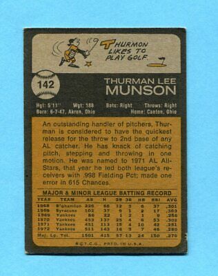 1973 Topps #142 Thurman Munson New York Yankees Baseball Card EX   