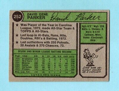 1974 Topps #252 Dave Parker Pittsburgh Pirates Rookie Baseball Card EX+ 