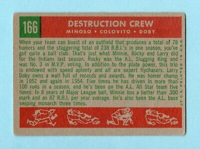 1959 Topps #166 Minoso, Colavito, Doby Cleve Indians Baseball Card VG ap wkmk