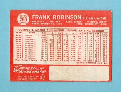 1964 Topps #260 Frank Robinson Cincinnati Reds Baseball Card NM o/c      