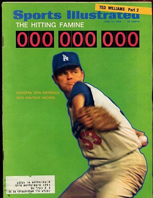 June 17 1968 Sports Illustrated Magazine With Don Drysdale Cover EXMT