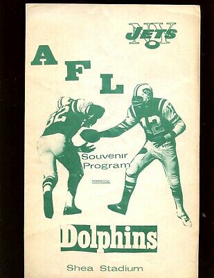 1968 AFL Program Miami Dolphins at New York Jets With Joe Namath Front Cover 