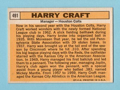 1963 Topps #491 Harry Craft Houston Colt 45's Baseball Card NM o/c  