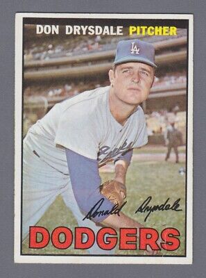 1967 Topps #55 Don Drysdale Los Angeles Dodgers Baseball Card EX+ ap wrk br