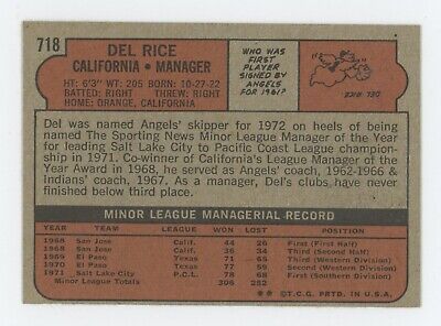 1972 Topps #718 Del Rice California Angels High Number Baseball Card NM 