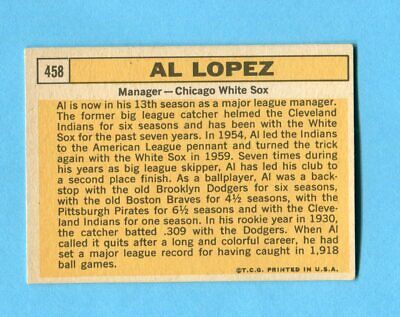 1963 Topps #458 Al Lopez Chicago White Sox Baseball Card EX  