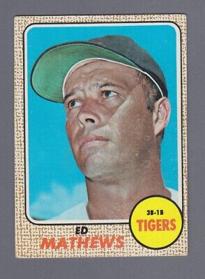 1968 Topps / Milton Bradley #58 Ed Mathews Detroit Tigers Baseball Card VG+  