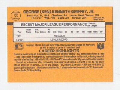 1989 Donruss #33 Ken Griffey Jr. Seattle Mariners Rookie Baseball Card Ex/Mt 