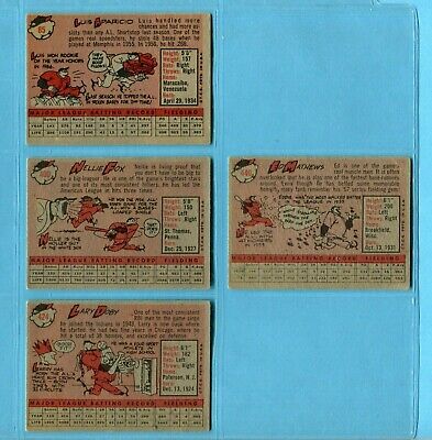 1958 Topps Lot of 4 Different Hall of Famer Baseball Cards VG - Vg/Ex