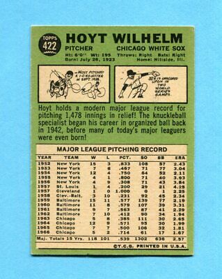 1967 Topps #422 Hoyt Wilhelm Chicago White Sox Baseball Card EX+ prt ln  