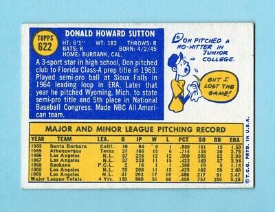 1970 Topps #622 Don Sutton LA Dodgers Semi High Number Baseball Card Ex/Mt  