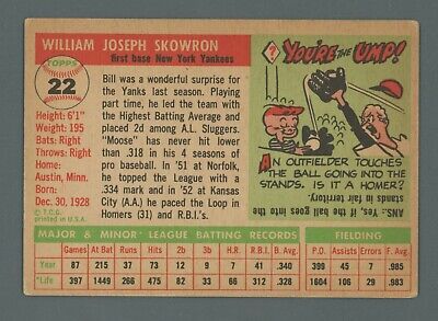 1955 Topps #22 Bill Skowron New York Yankees Baseball Card Vg/Ex