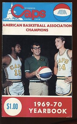 1969-70 ABA Basketball Washington Caps Yearbook / Media Guide Rick Barry cover