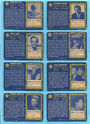 1953 Topps Who - Z - At Star Starter Set Lot of 16 Diff Cards Low Grade - VG+  