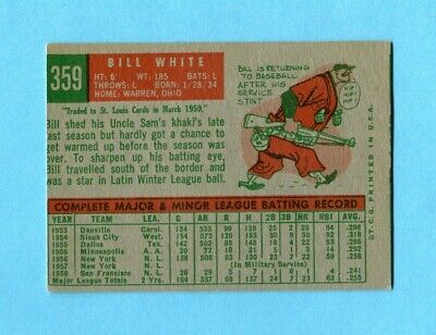 1959 Topps #359 Bill White San Francisco Giants Rookie Baseball Card Ex/Mt o/c