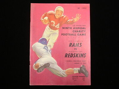 August 19, 1953 Los Angeles Rams vs. Washington Redskins NFL Football Program