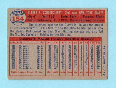 1957 Topps #154 Red Schoendienst New York Giants Baseball Card VG+