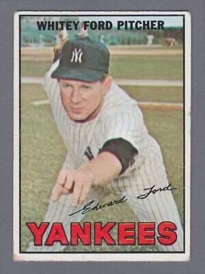 1967 Topps #5 Whitey Ford New York Yankees Baseball Card VG cres/wrks