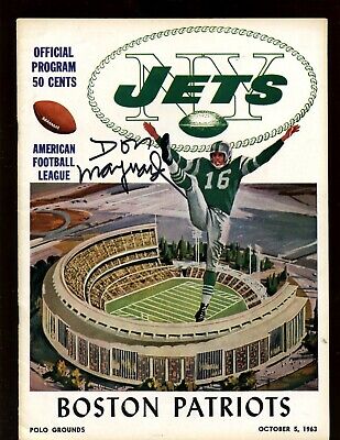 10-5 1963 AFL Program Boston Patriots at New York Jets Maynard Autograph EX+