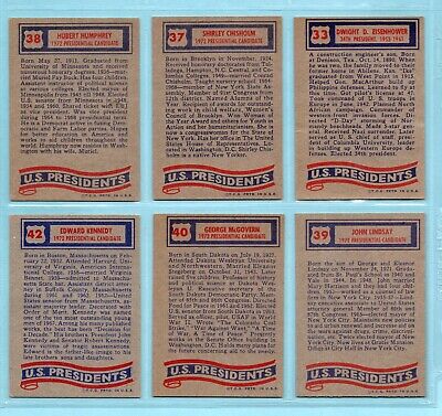 1972 Topps U.S. Presidents Starter Set Lot of 24 Different Cards mixed Grades