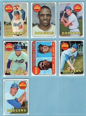 1969 Topps Los Angeles Dodgers Lot of 25 Different Baseball Cards Vg/Ex - NM  