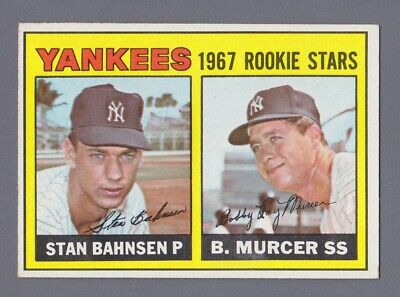 1967 Topps #93 NY Yankees Rookie Stars Murcer, Bahnsen Baseball Card EX+